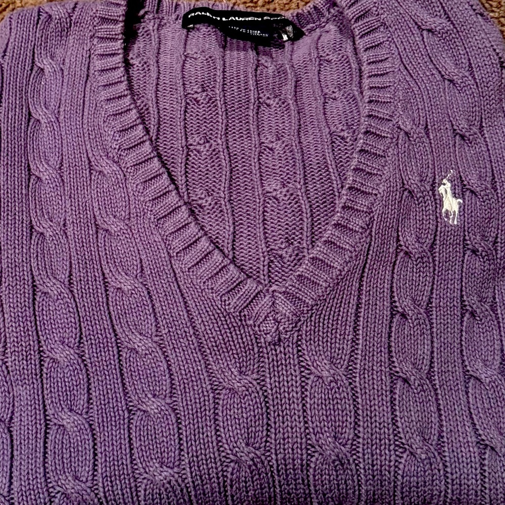 Polo Ralph Lauren V neck long sleeve sweater with white logo pony